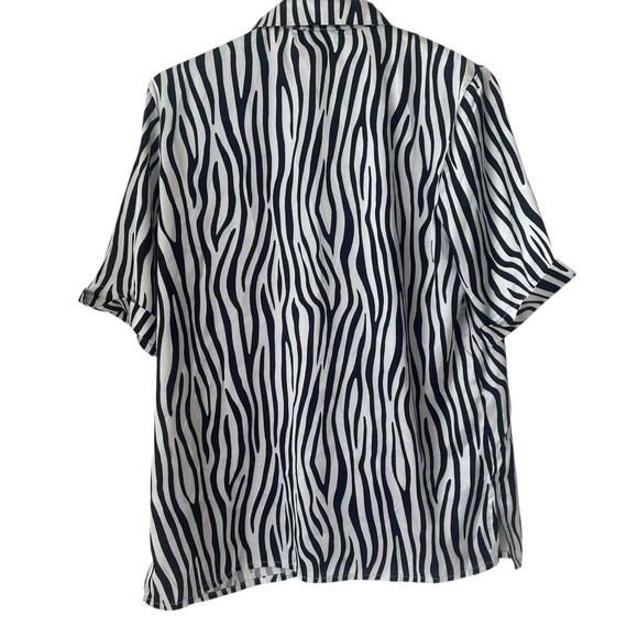 VRG GRL Animal Print Zebra Silky Pajama Set Shirt and Pants Wide Leg SIZE M - Picture 5 of 12